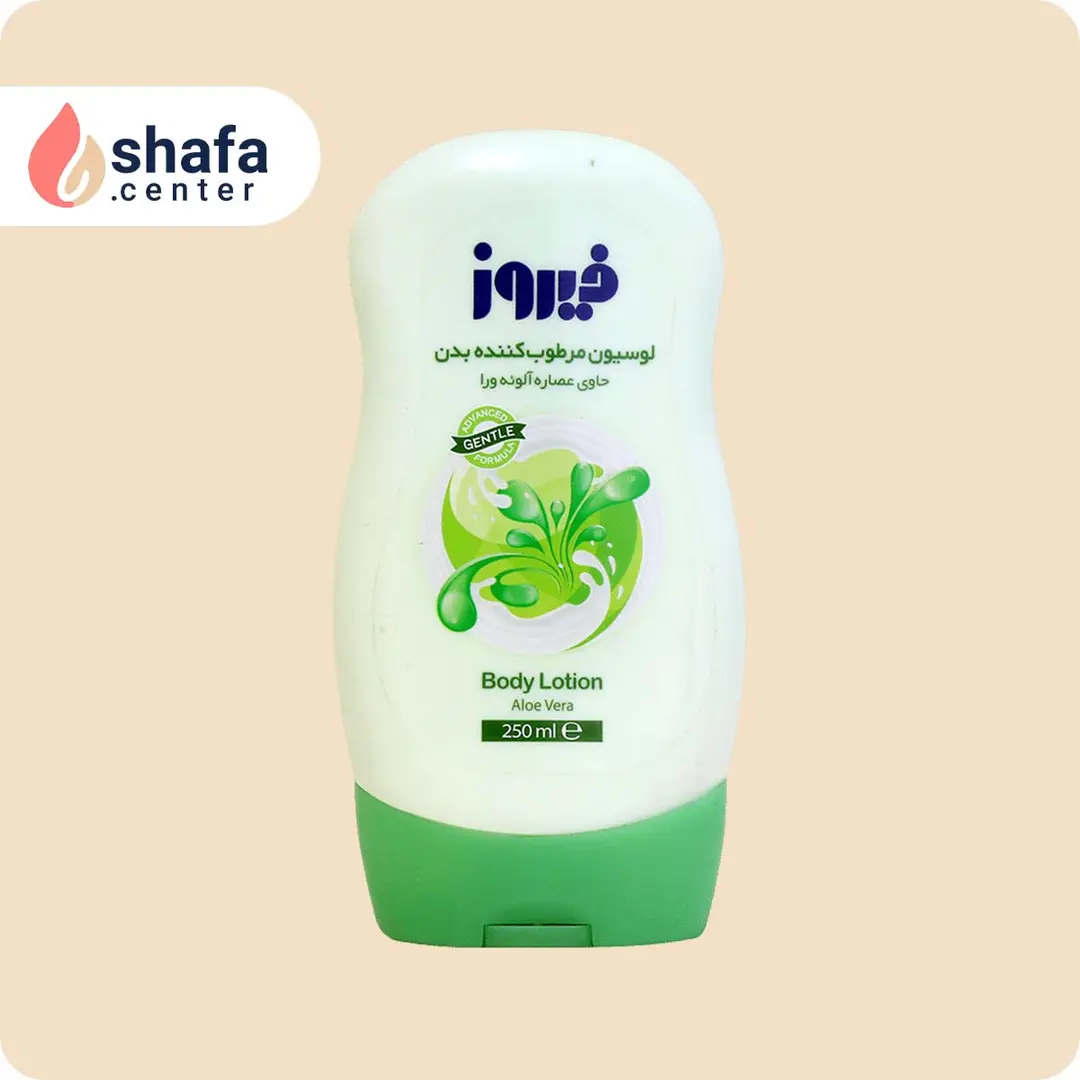 لوسیون بدن کودک فیروز مدل آلوئه‌ورا – مرطوب‌کننده و ترمیم‌کننده پوست حساس کودک – 250 میلی‌لیتر (سبز)