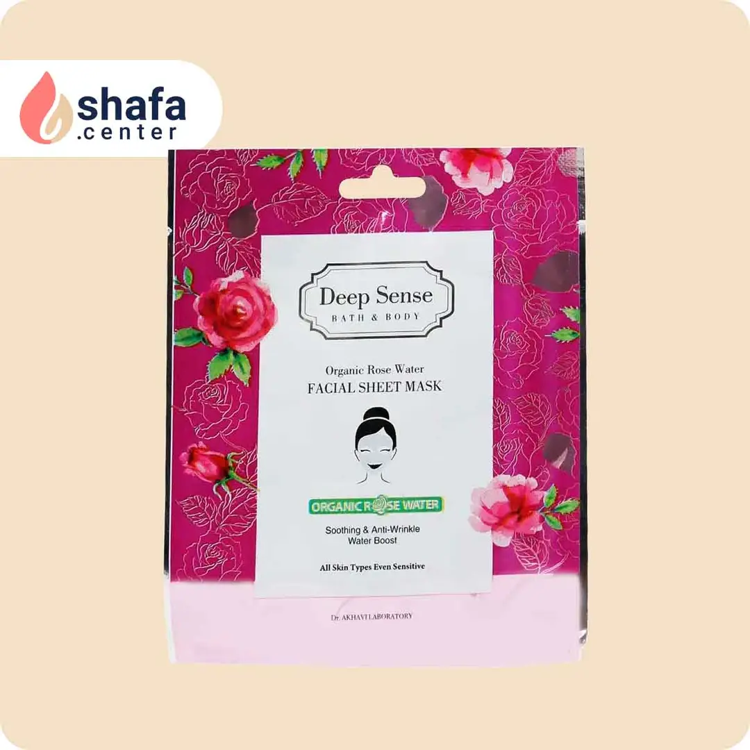 ماسک ورقه‌ای صورت دیپ سنس – عصاره گلاب – مناسب انواع پوست – 25 گرم