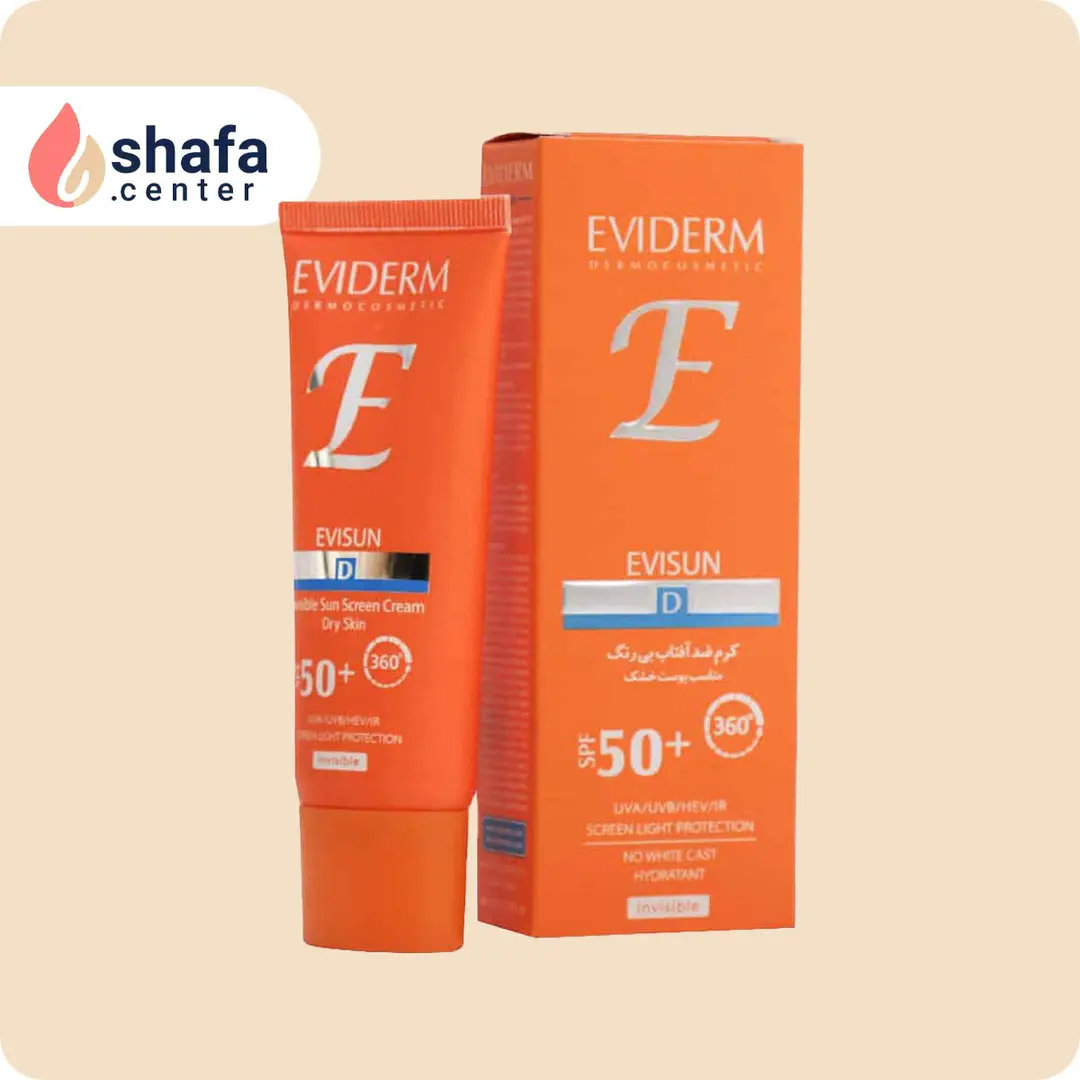 کرم ضد آفتاب بی‌رنگ اویدرم SPF 50 مخصوص پوست خشک