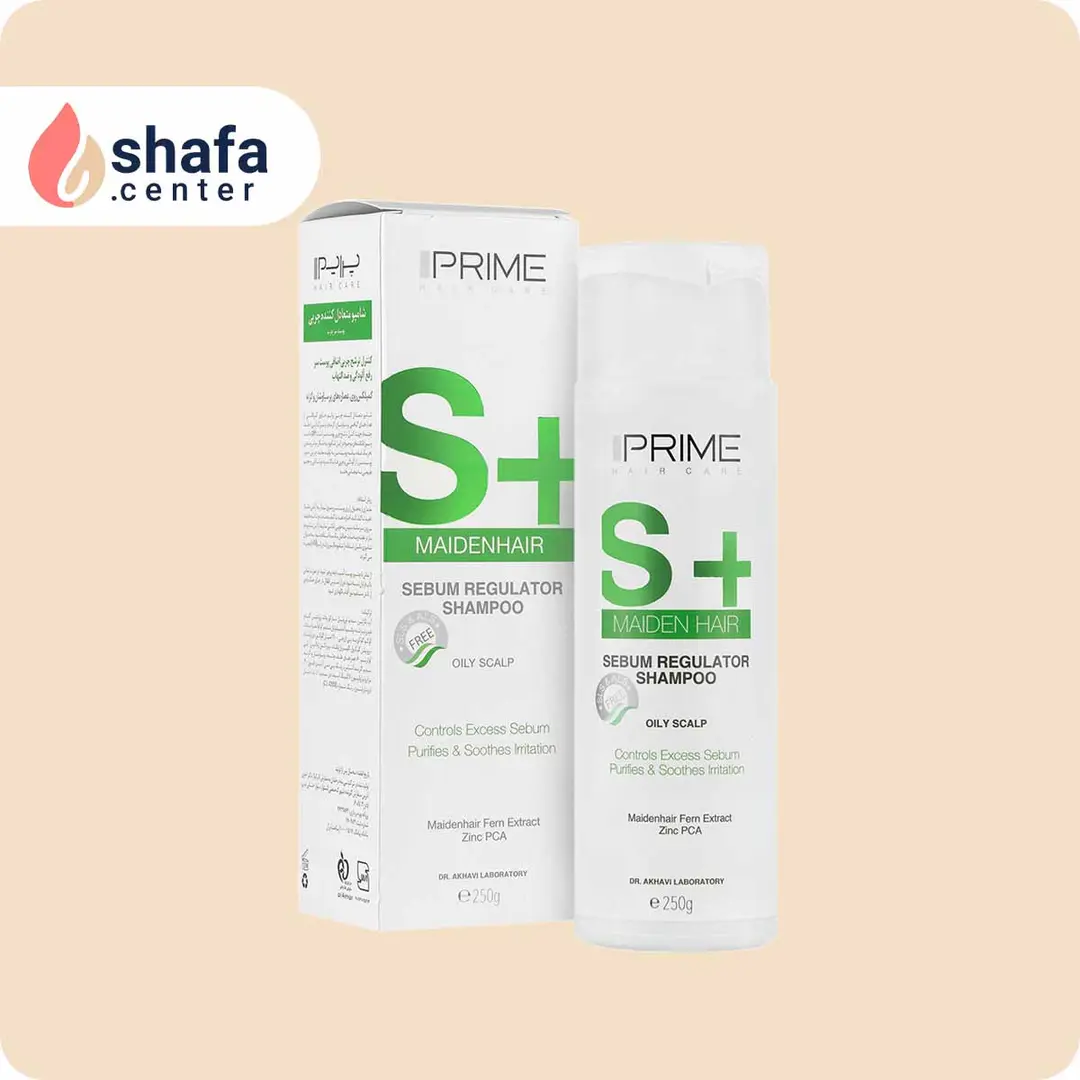 شامپو پرایم S+ متعادل‌کننده چربی پوست سر چرب حجم 250 میلی لیتر