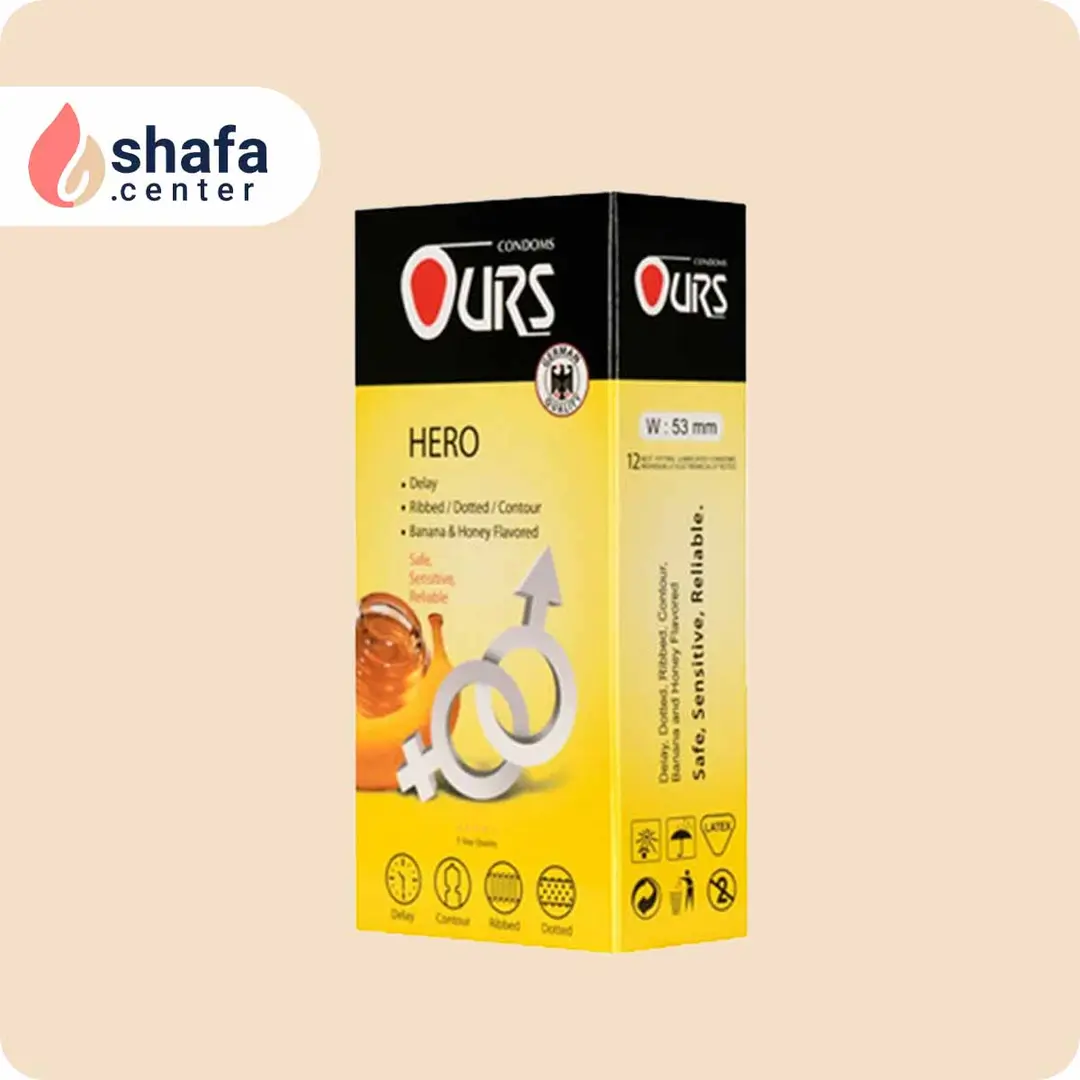کاندوم خاردار شیاردار با مواد روان کننده مدل Hero اسانس موز و عسل