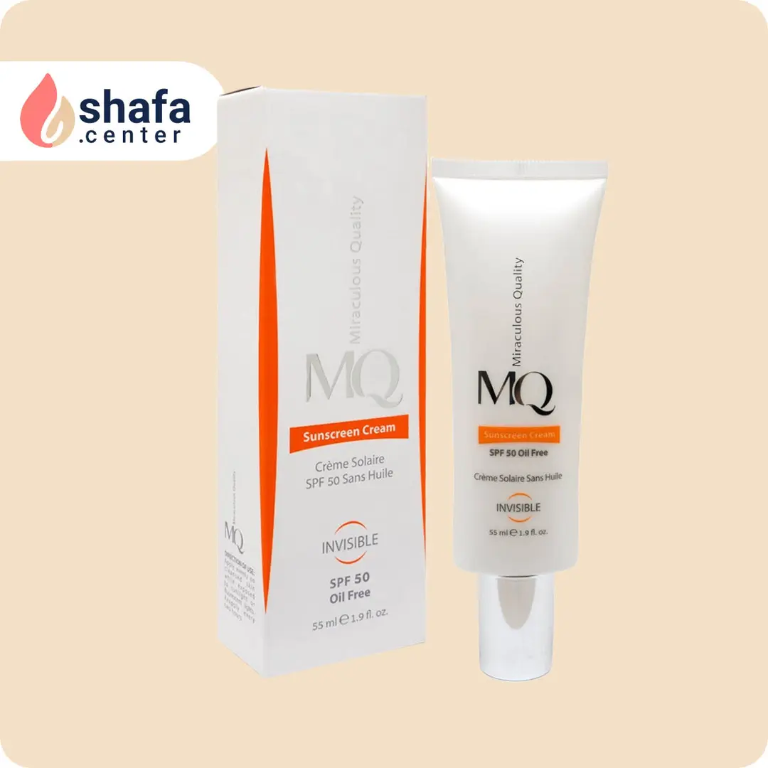 کرم ضد آفتاب ام کیو SPF 50 بی‌رنگ مخصوص پوست چرب – 50 میلی‌لیتر