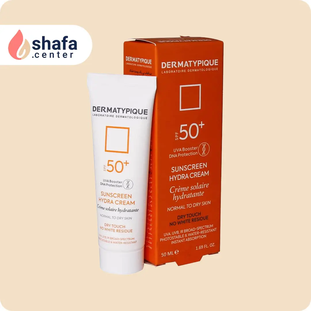 کرم ضد آفتاب درماتیپیک SPF 50 بی‌رنگ مخصوص پوست خشک