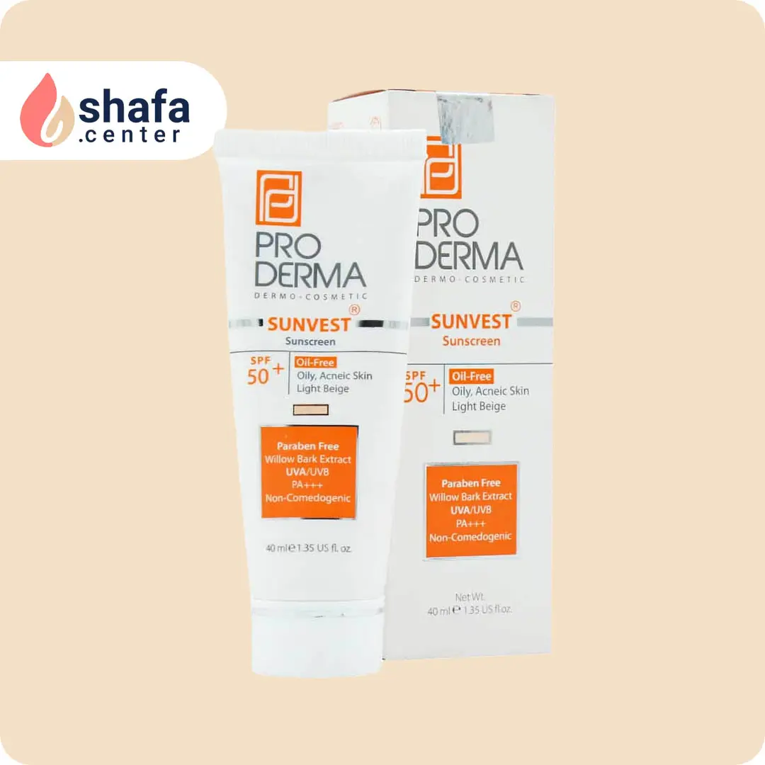 کرم ضد آفتاب فاقد چربی پرودرما SPF50 بژ روشن