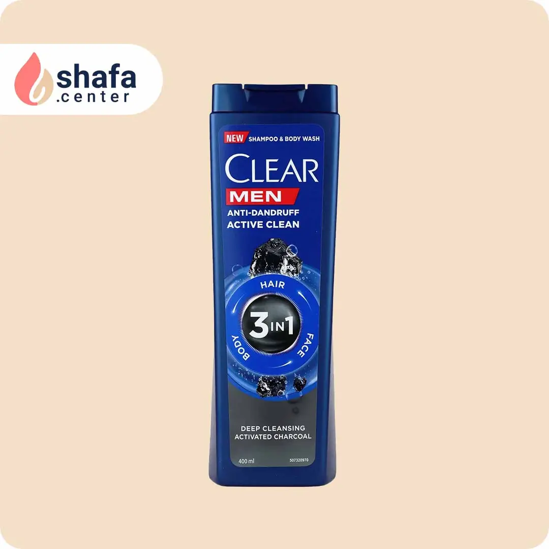 کلیر شامپو ضدشوره آقایان حاوی ذغال فعال – عملکرد سه‌گانه – مناسب انواع مو – ۴۰۰ میلی‌لیتر