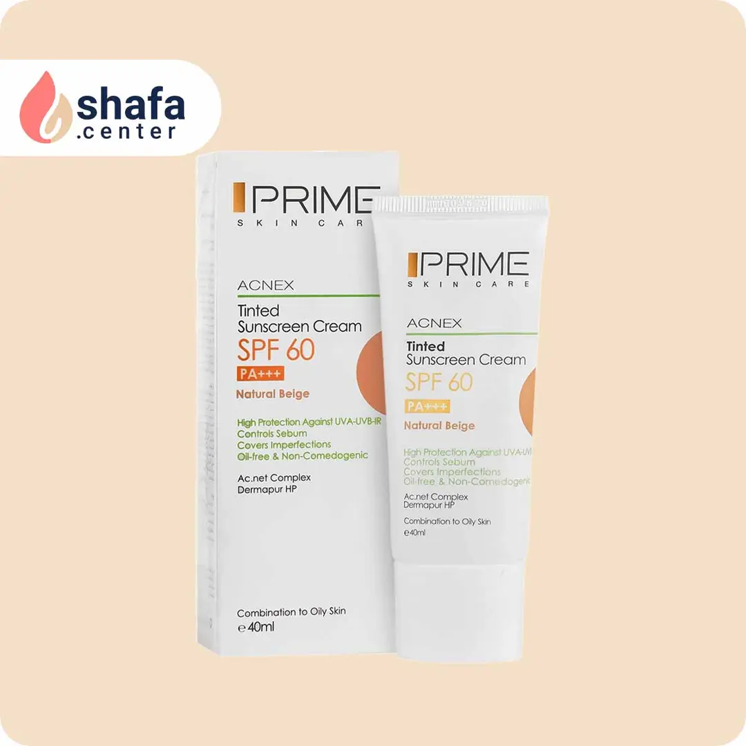 کرم ضد آفتاب پرایم SPF60 بژ طبیعی | مناسب پوست چرب و مختلط