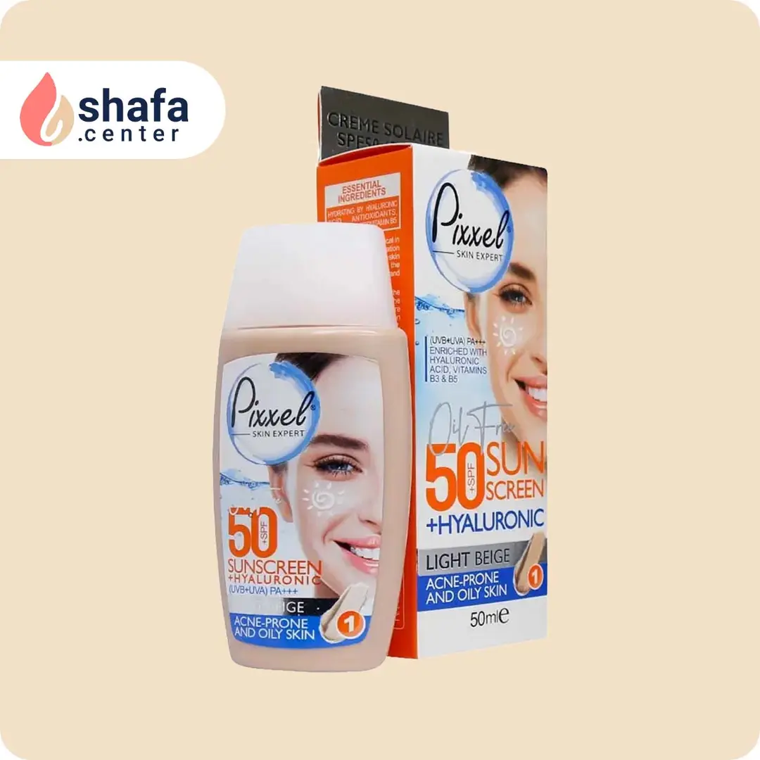 کرم ضد آفتاب پیکسل SPF50 بژ روشن | مناسب پوست چرب، جوش‌دار و مختلط
