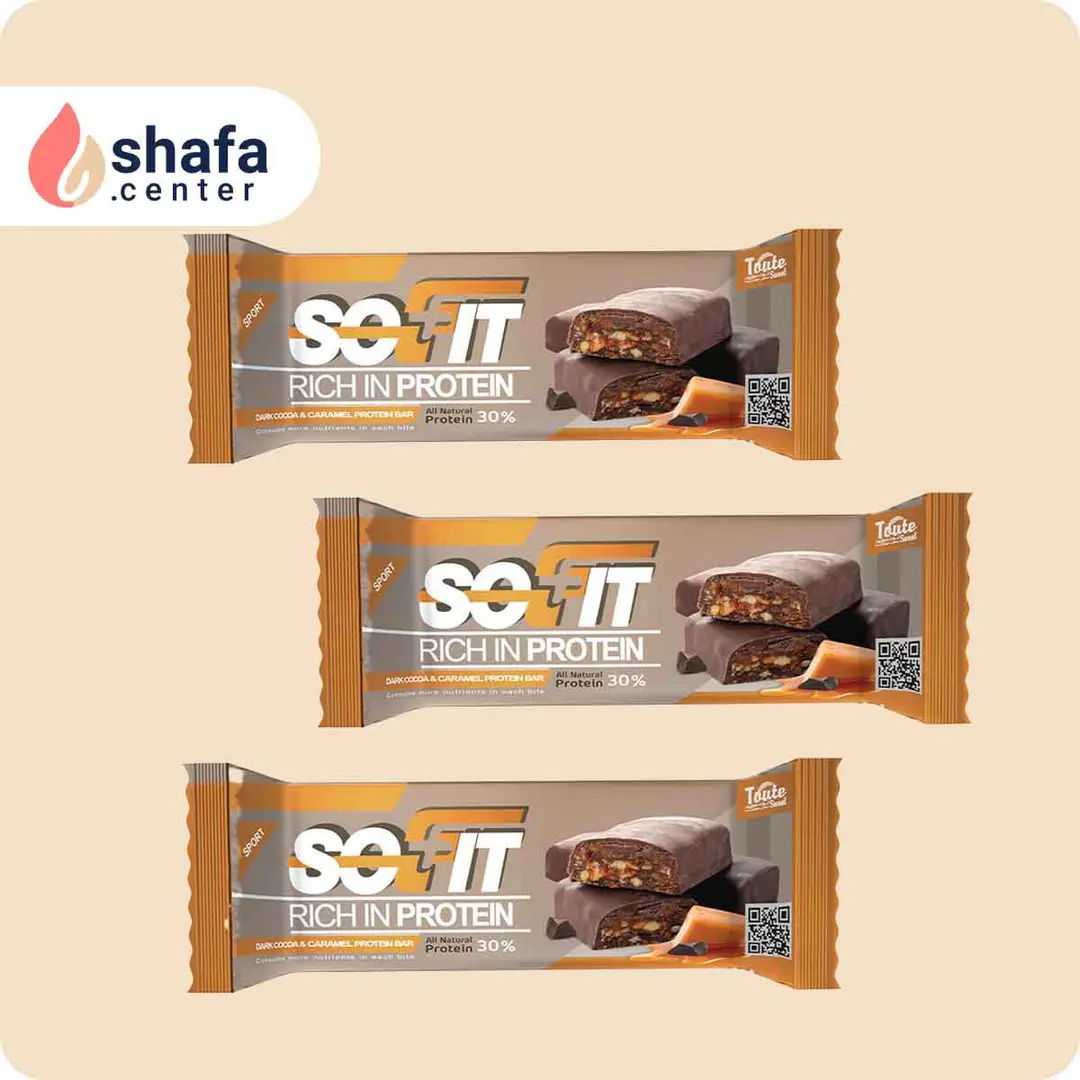 پروتئین‌بار کاراملی و شکلات تلخ توت‌سوییت