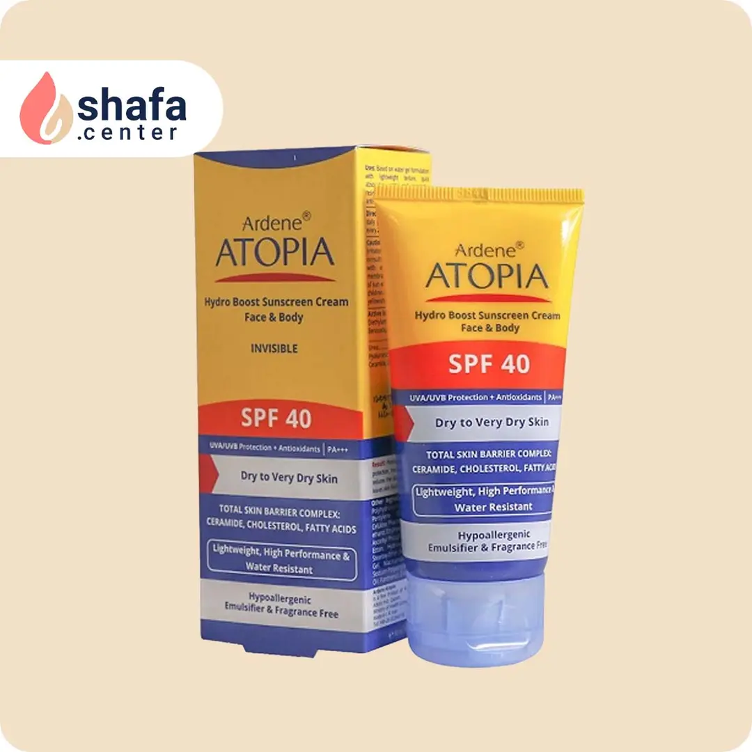 کرم ضد آفتاب و آبرسان آتوپیا SPF 40 بی‌رنگ مخصوص پوست خشک و خیلی خشک
