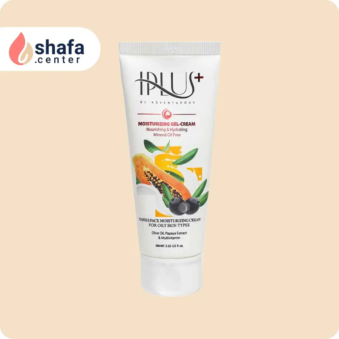 کرم ژل مرطوب کننده دست و صورت آی پلاس حاوی روغن زیتون و پاپایا - 60 میلی لیتر