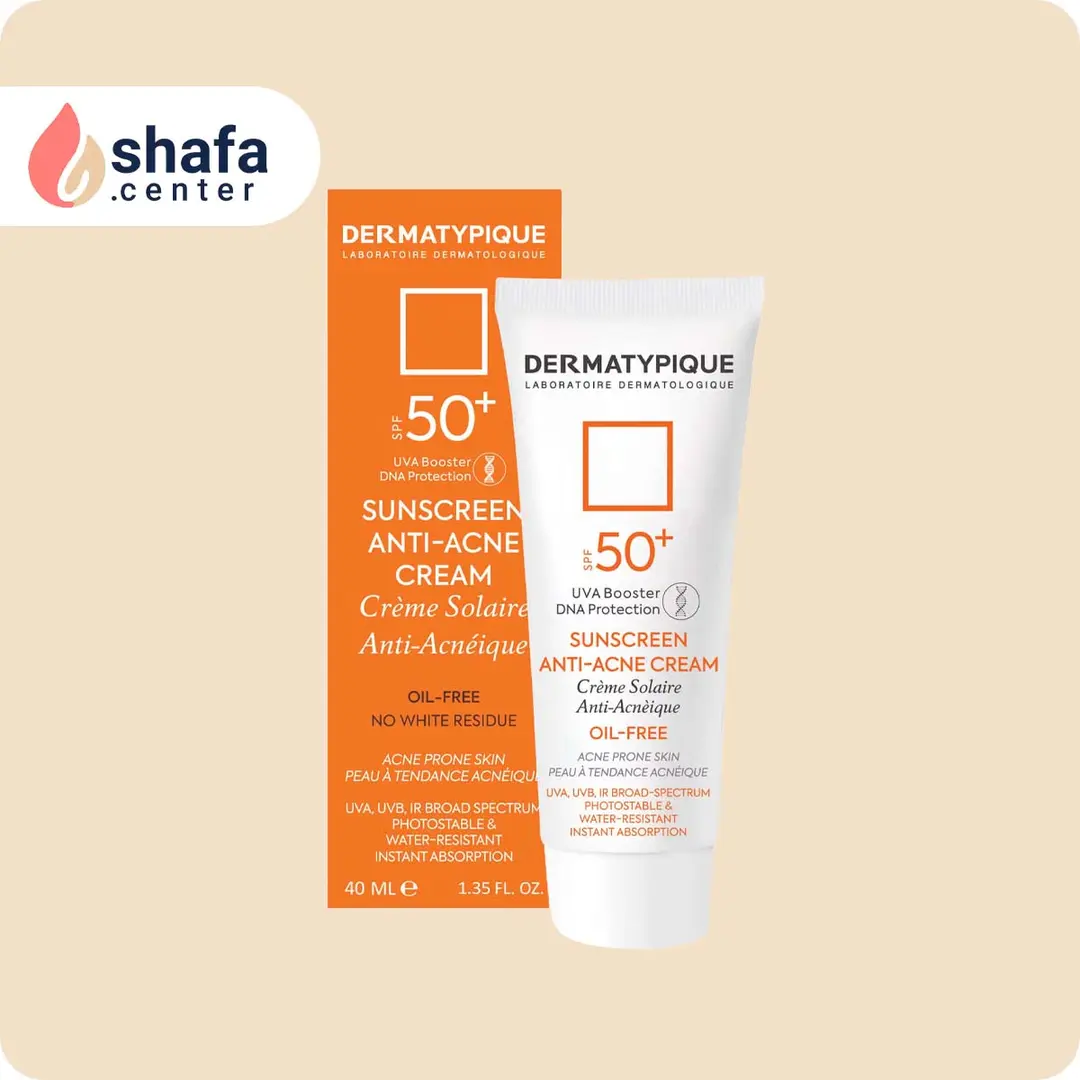 کرم ضد آفتاب درما تیپیک SPF 50 بی‌رنگ مخصوص پوست چرب