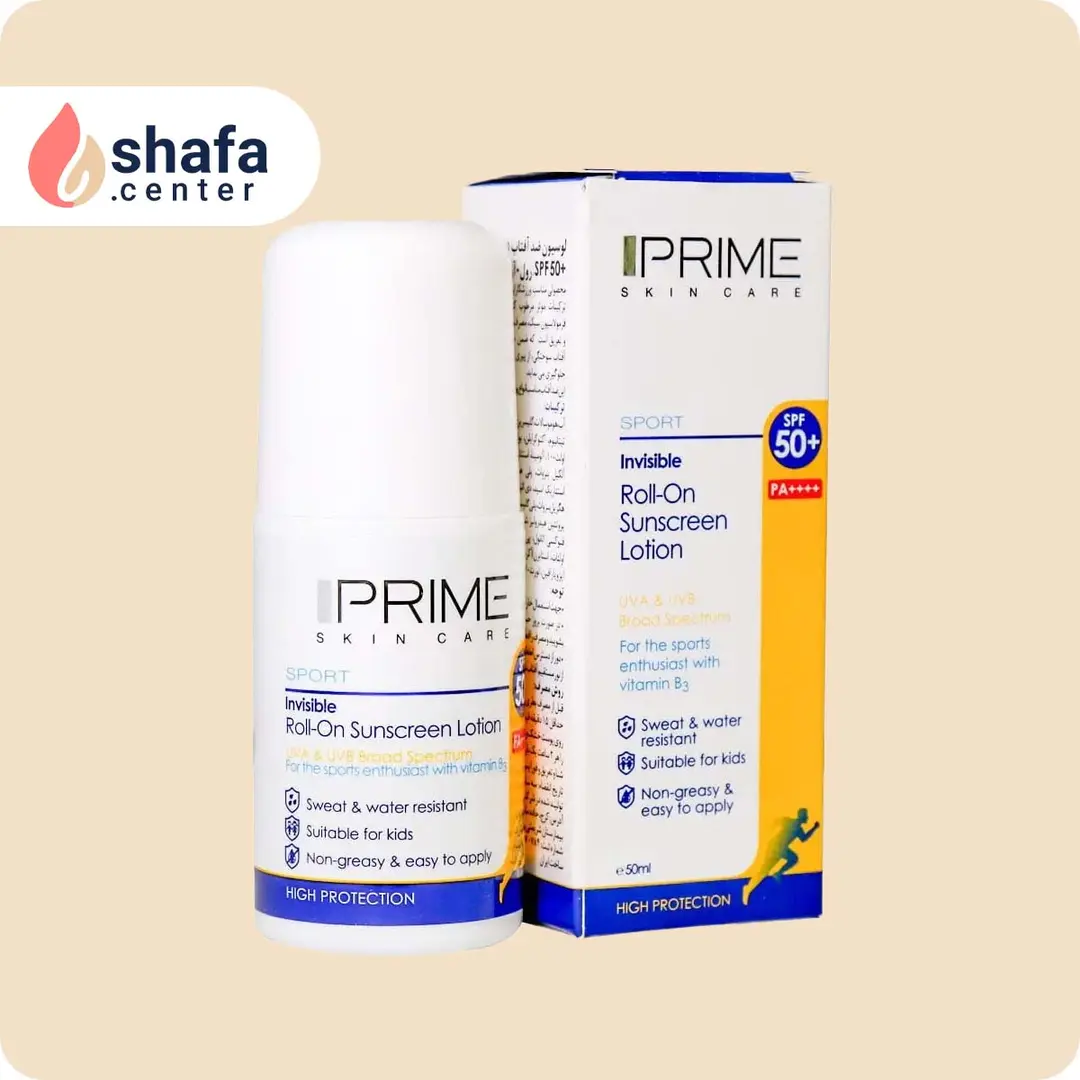 ضد آفتاب رول‌آن پرایم SPF 50 – بی‌رنگ و فاقد چربی – مناسب انواع پوست، ۵۰ میلی‌لیتر
