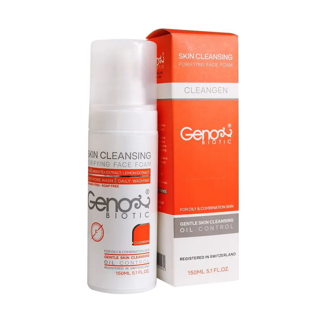 فوم شستشوی صورت ژنو – مخصوص پوست چرب و مختلط ضد آکنه – ۱۵۰ میلی‌لیتر