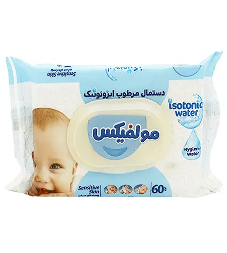 دستمال مرطوب ایزوتونیک کودک مولفیکس - بسته 60 عددی